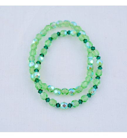 Adzo Designs green glass bracelet duo on stretch